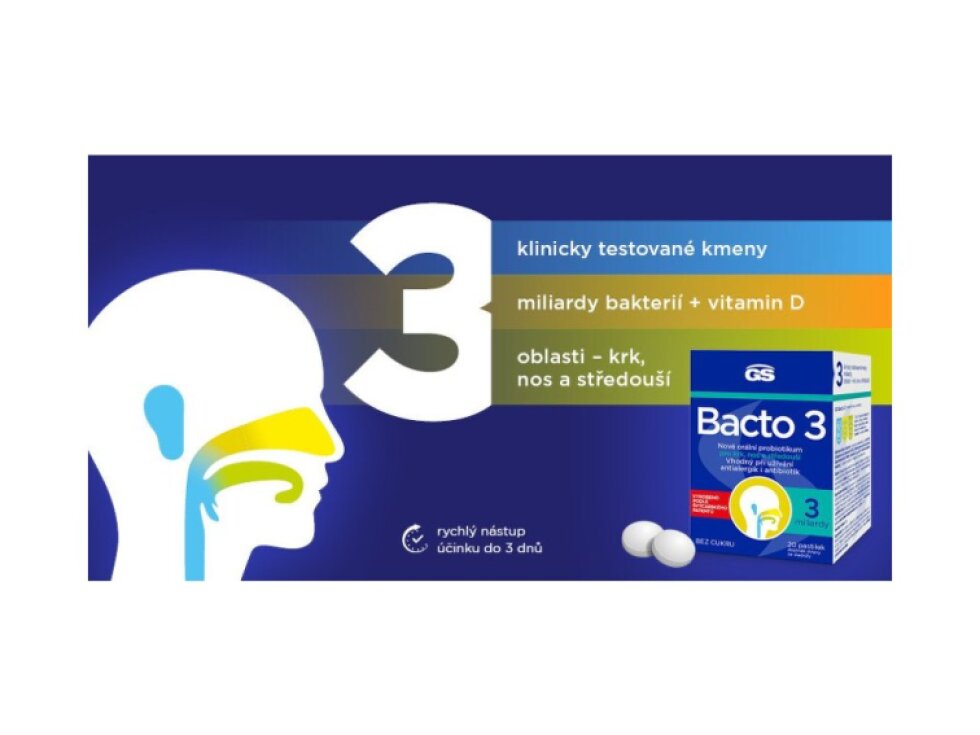 GS Bacto 3 Orální probiotika 20 pastilek