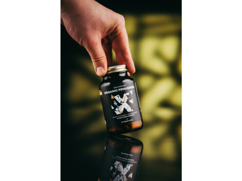 BrainMax Organic Fenugreek 700 mg BIO Pískavice řecké seno 90 rostlinných kapslí