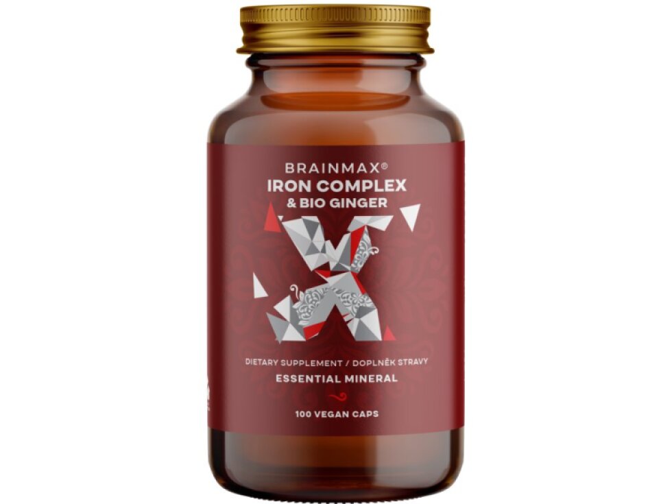 BrainMax Iron Complex železo bisglycinát 25 mg 100 rostlinných kapslí