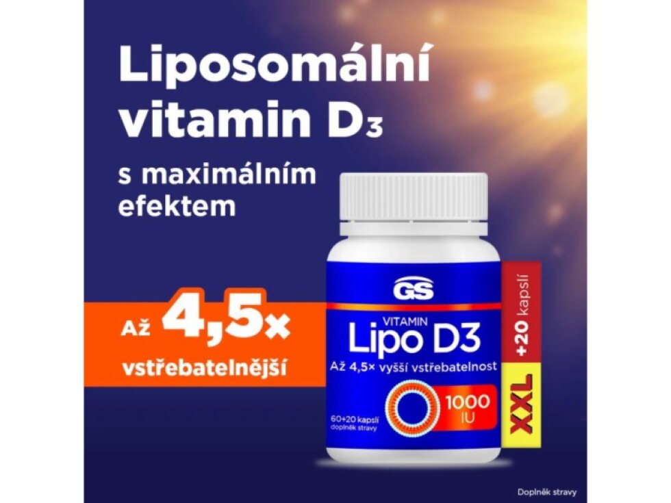GS Vitamin Lipo D3 1000 IU XXL 60+20 kapslí