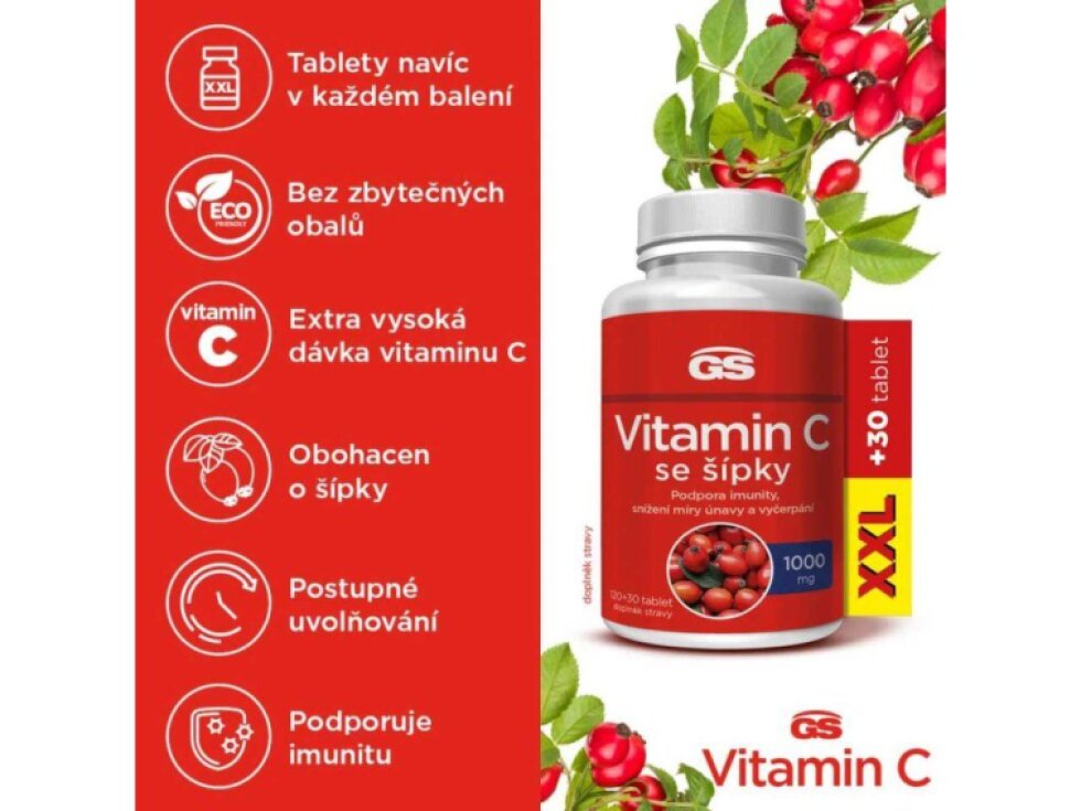 GS Vitamin C1000 se šípky XXL 120+30 tbl.