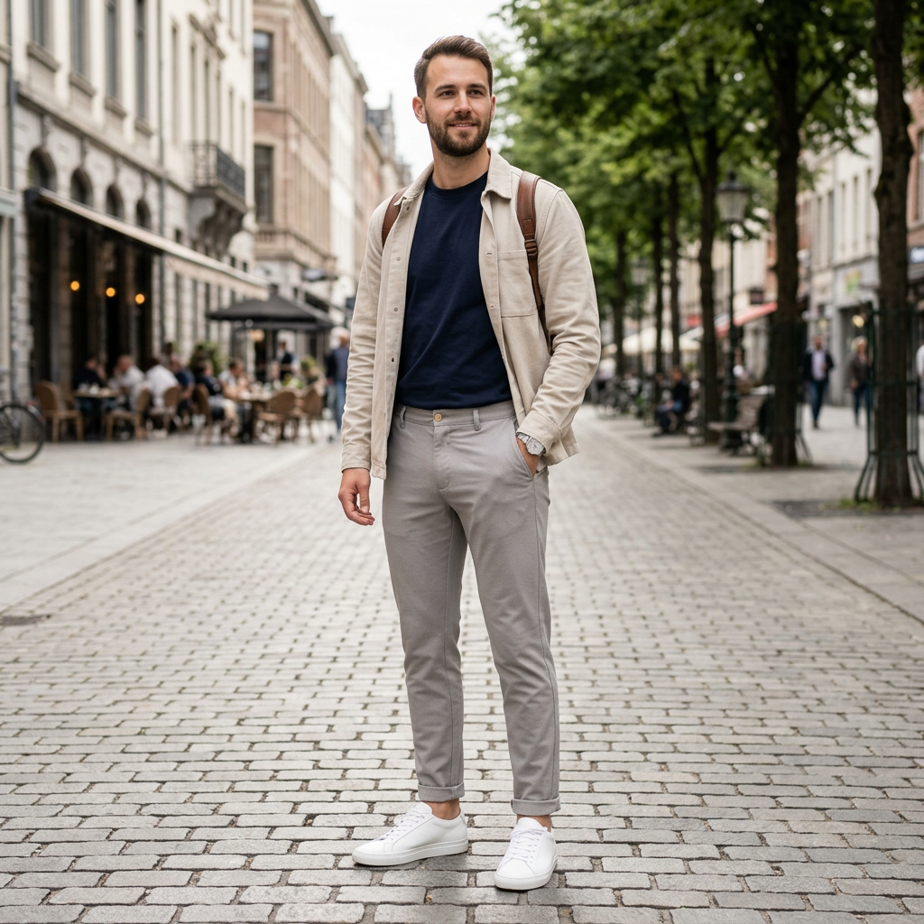 Pánske svetlosivé chino nohavice ALBERTO slim fit