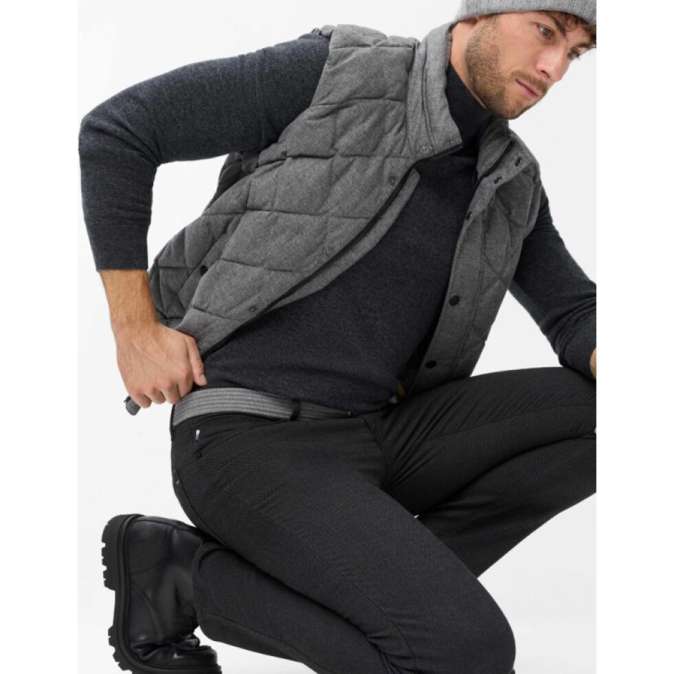 BRAX Cadiz pánske nohavice Regular Fit – antracitové Woolook