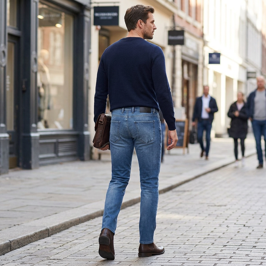 Pánske modré Super Stretch džínsy ALBERTO slim fit