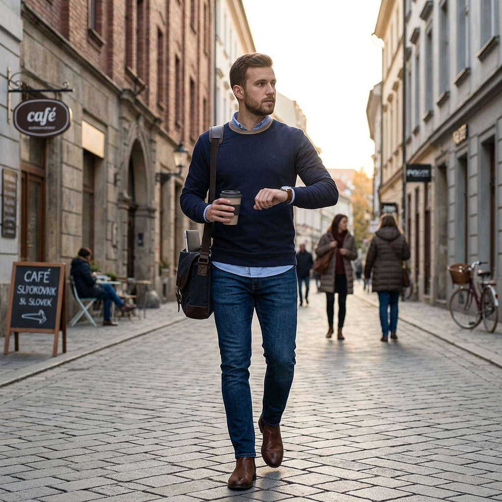 Pánske tmavomodré soft-knit tričko RAGMAN