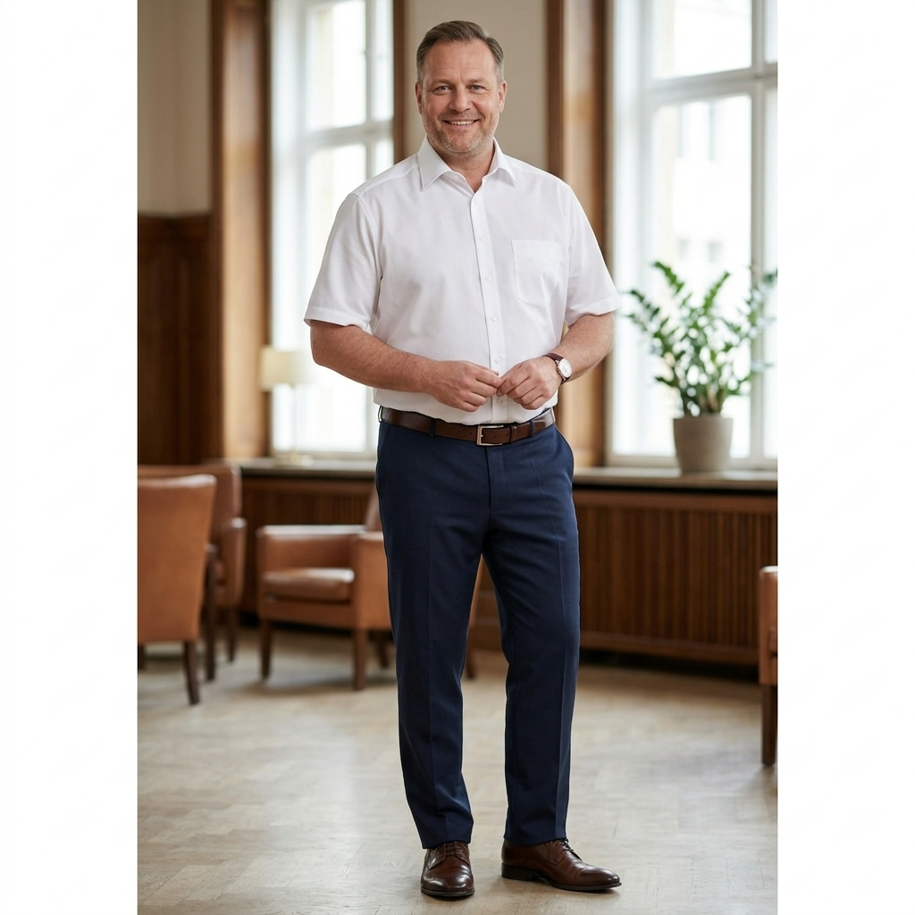 Pánska biela NON IRON košeľa Luxor OLYMP comfort fit krátky rukáv