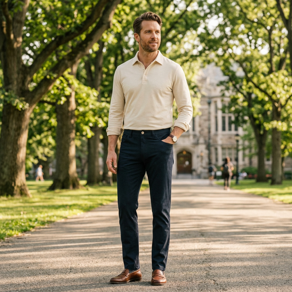 Pánske modré džerzejové nohavice HATTRIC modern fit