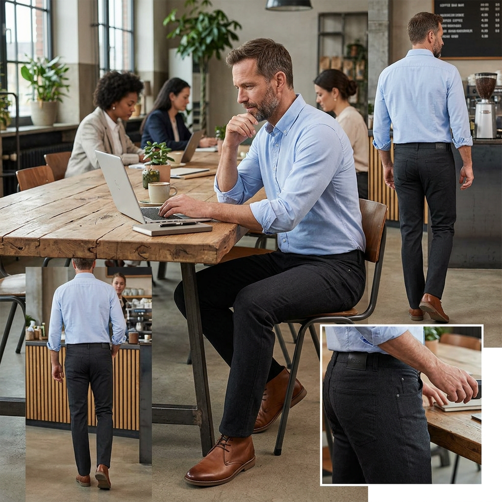 Pánske čierne elegantné nohavice Chuck - BRAX modern fit