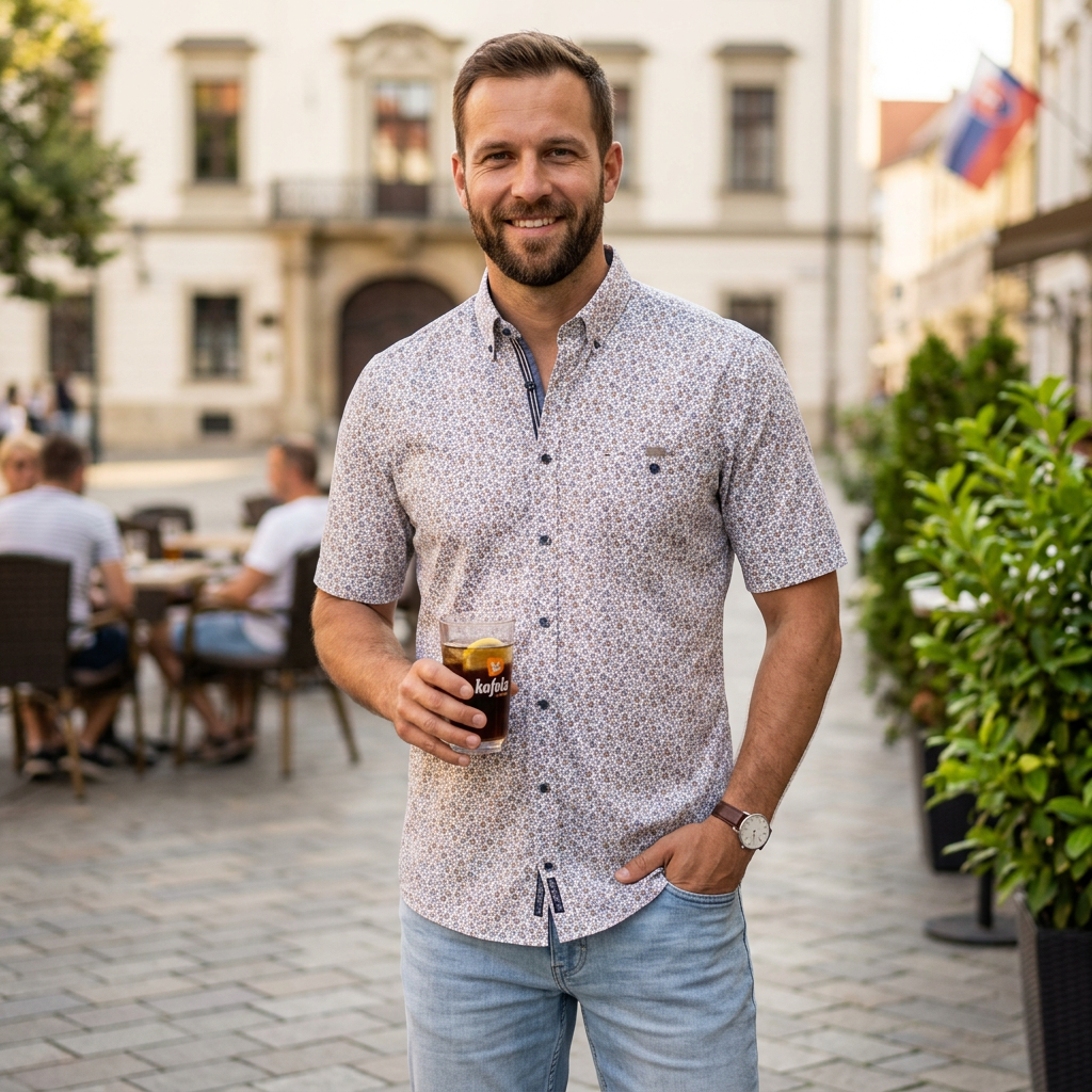 Pánska bavlnená kvietkovaná košeľa CASA MODA