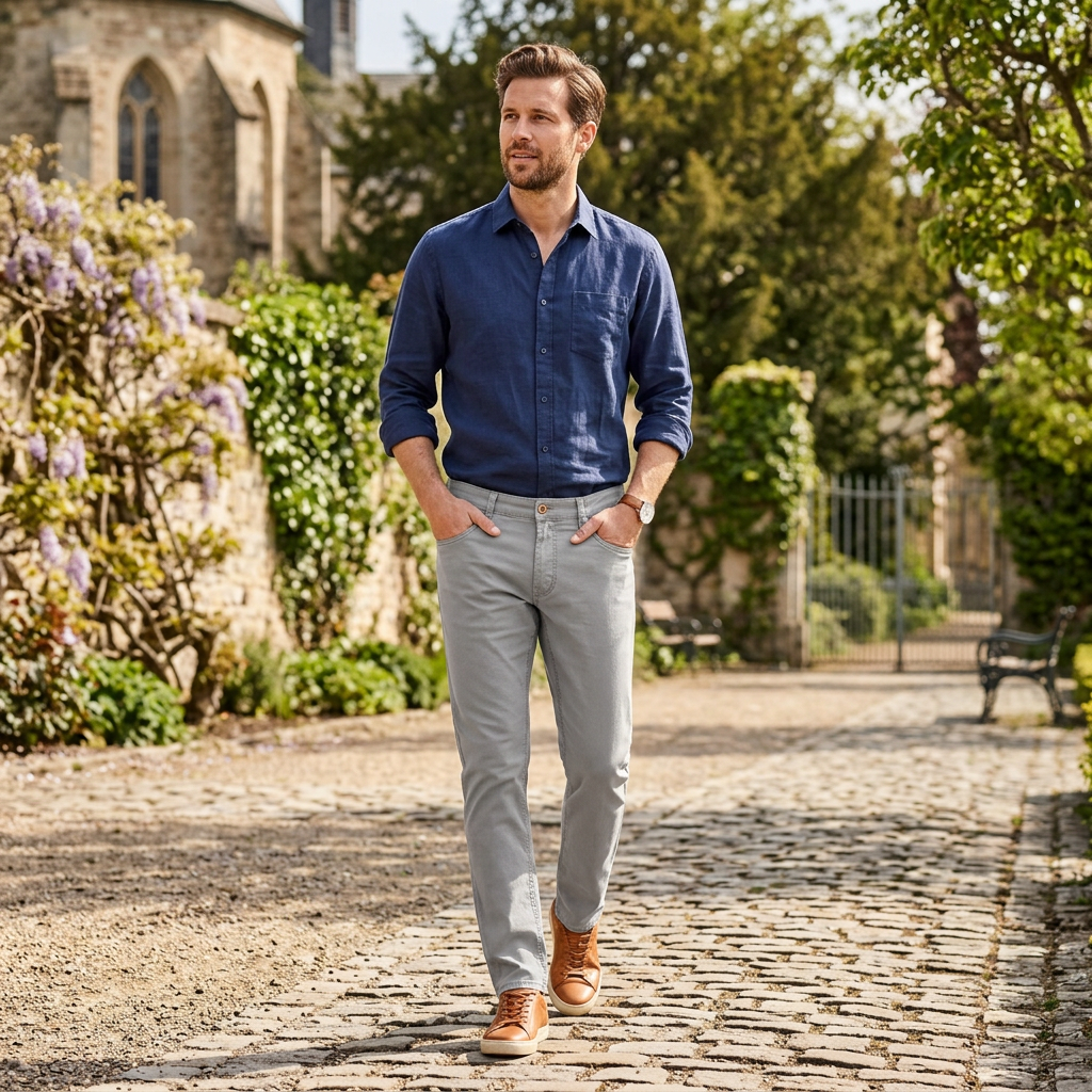 Pánske sivé comfort-stretch nohavice HATTRIC modern fit