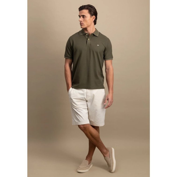 Pánska kaki premium cotton polokošeľa s detailom na límci FYNCH-HATTON