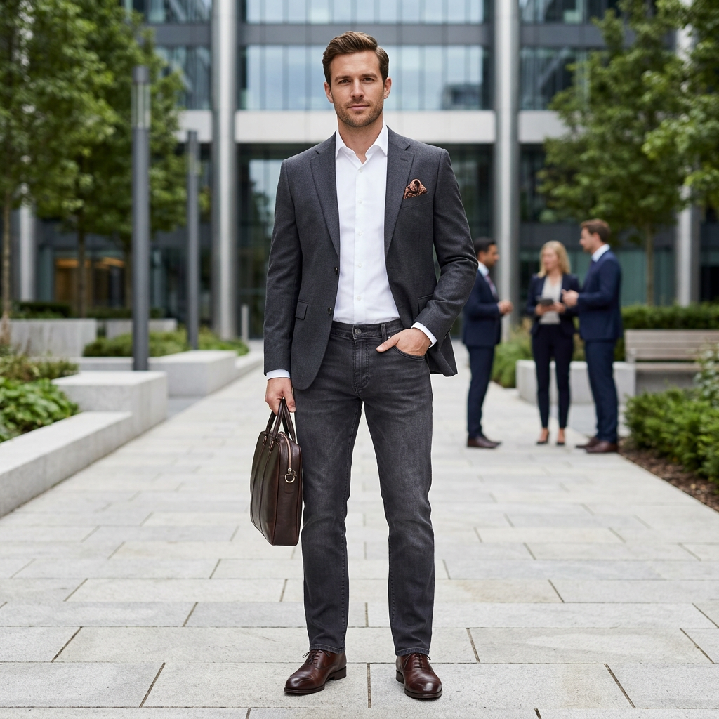 Pánske Premium tencel antracitové džínsy ALBERTO regular fit