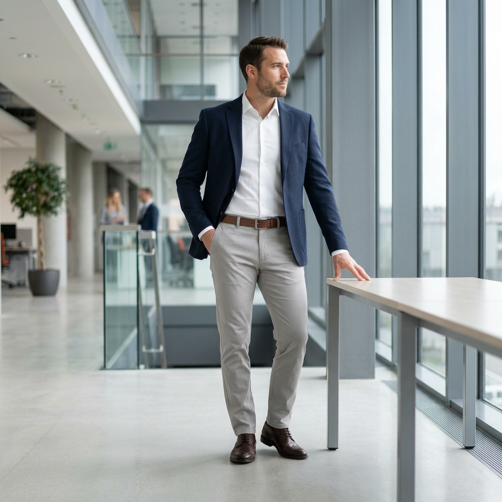 Pánske svetlosivé chino nohavice ALBERTO slim fit
