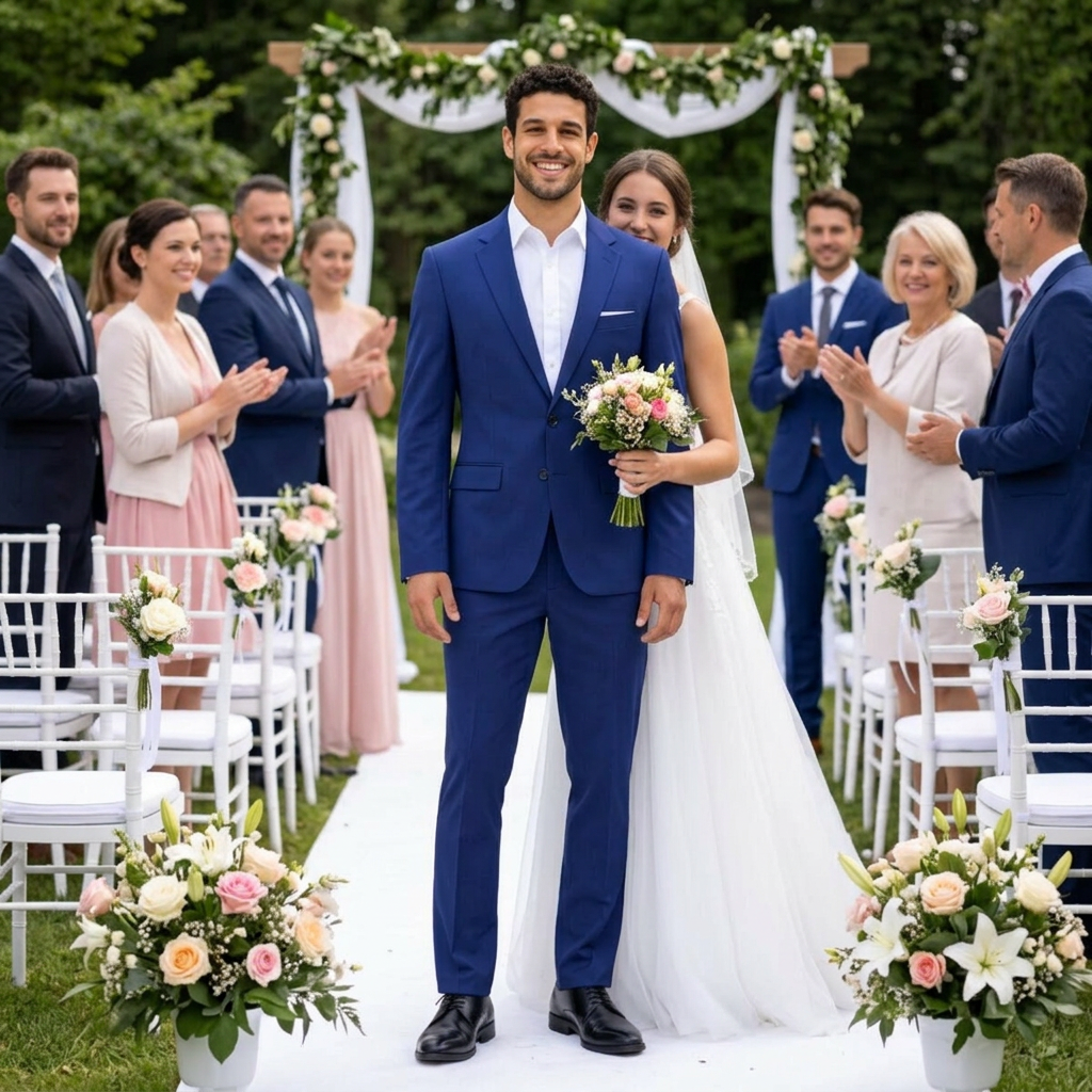 Pánsky kráľovsky modrý oblek CELIO slim fit