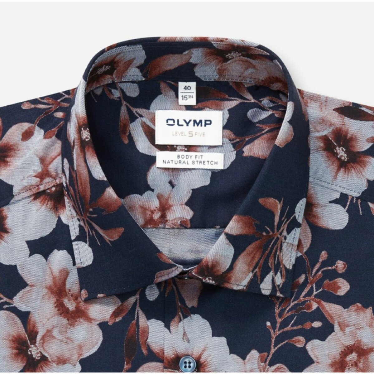 Pánska modrá kvetovaná bavlnená košeľa OLYMP body fit