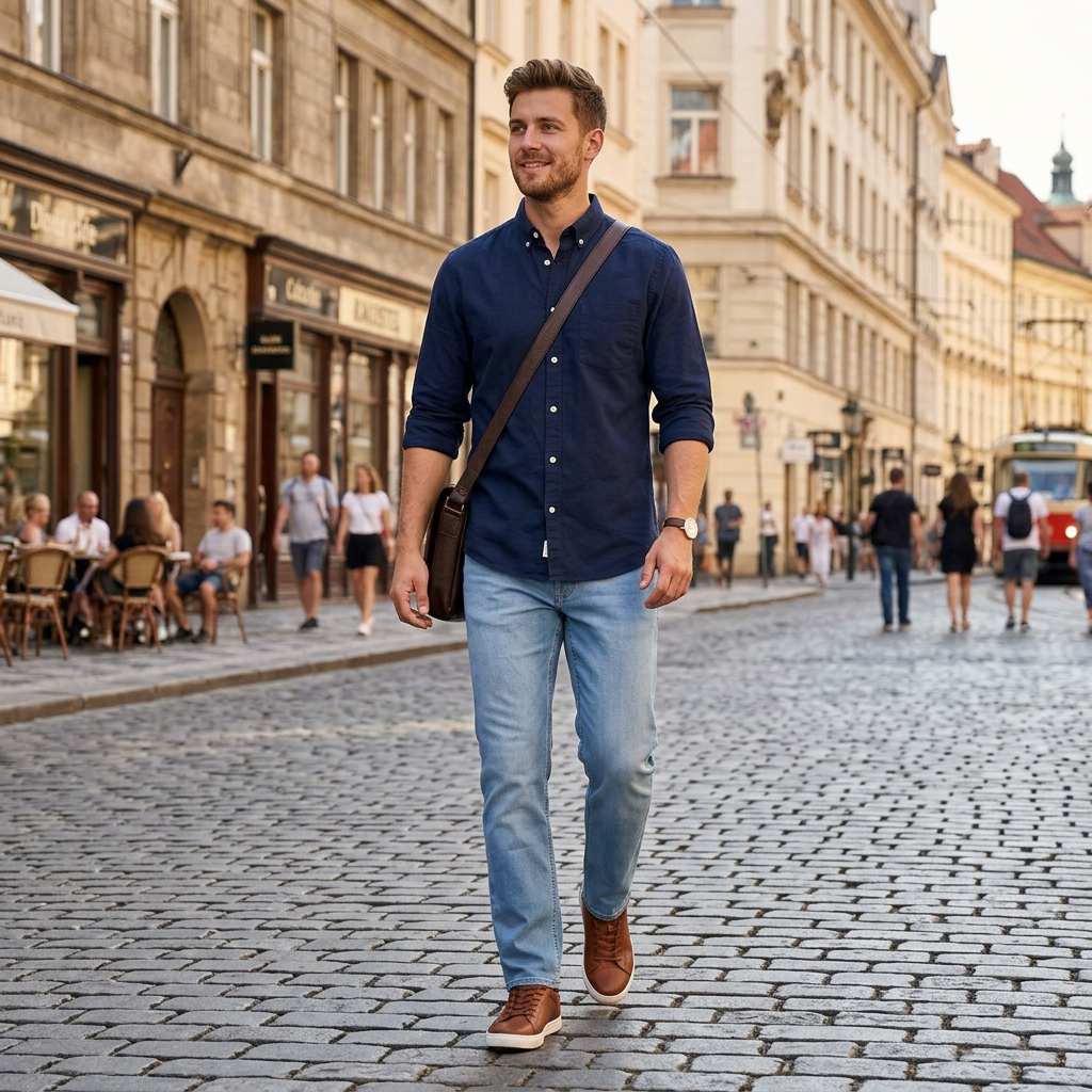 Pánske svetlomodré Ultralight džínsy HATTRIC modern fit
