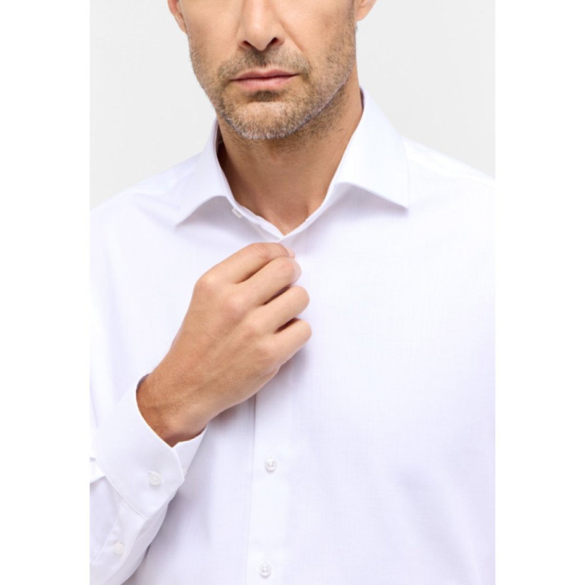 Pánska biela bavlnená štruktúrovaná košeľa ETERNA modern fit