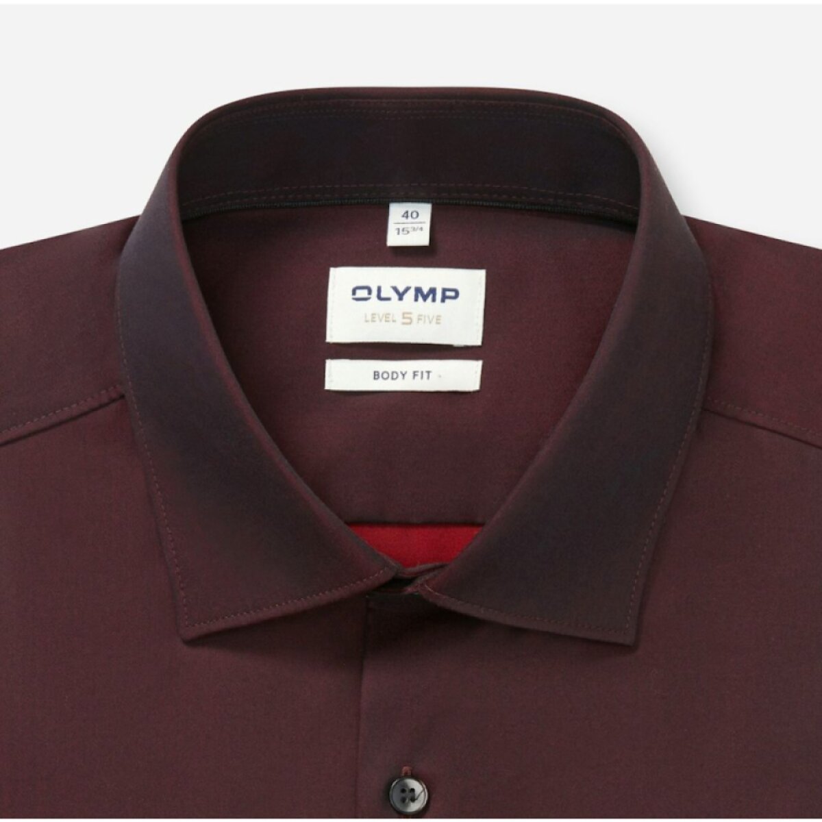 Pánska bavlnená bordová košeľa OLYMP body fit