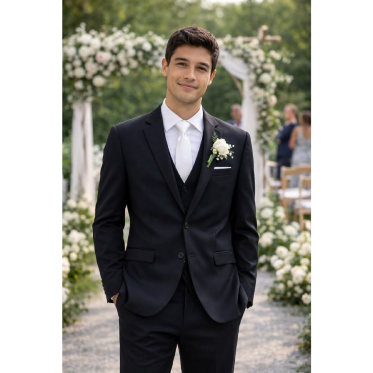 Pánsky čierny bi-stretch oblek CELIO slim fit