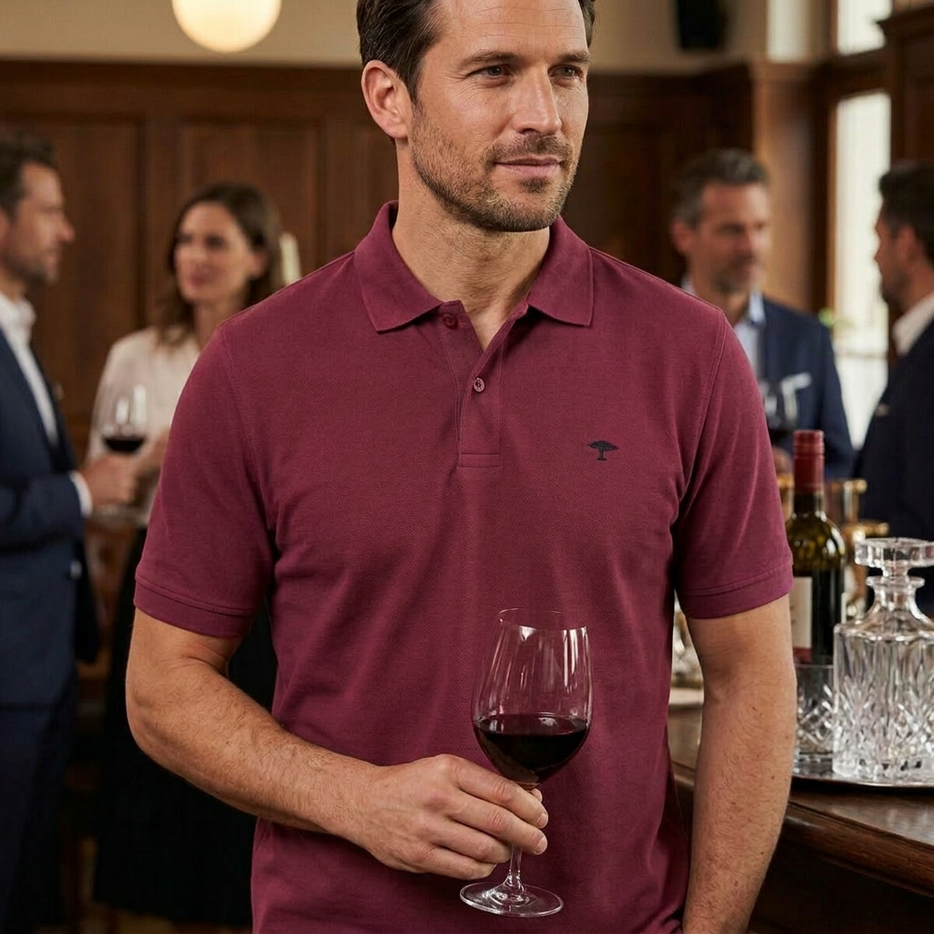 Pánska bordová premium cotton polokošeľa FYNCH-HATTON