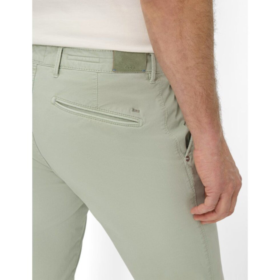 Pánske zelenkavé Triplestone flex chino nohavice BRAX slim fit
