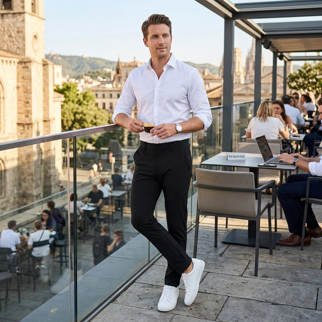 Pánske čierne funkčné chino nohavice Revolutional ALBERTO slim fit
