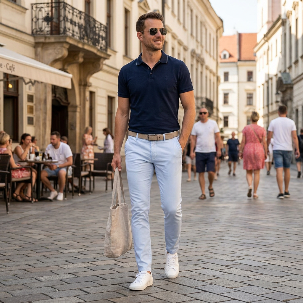 Pánske belasé ultraľahké chino nohavice ALBERTO regular fit