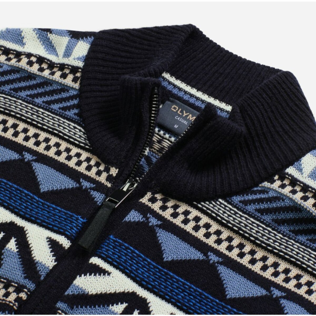 Pánsky modrý vzorovaný pulóver OLYMP