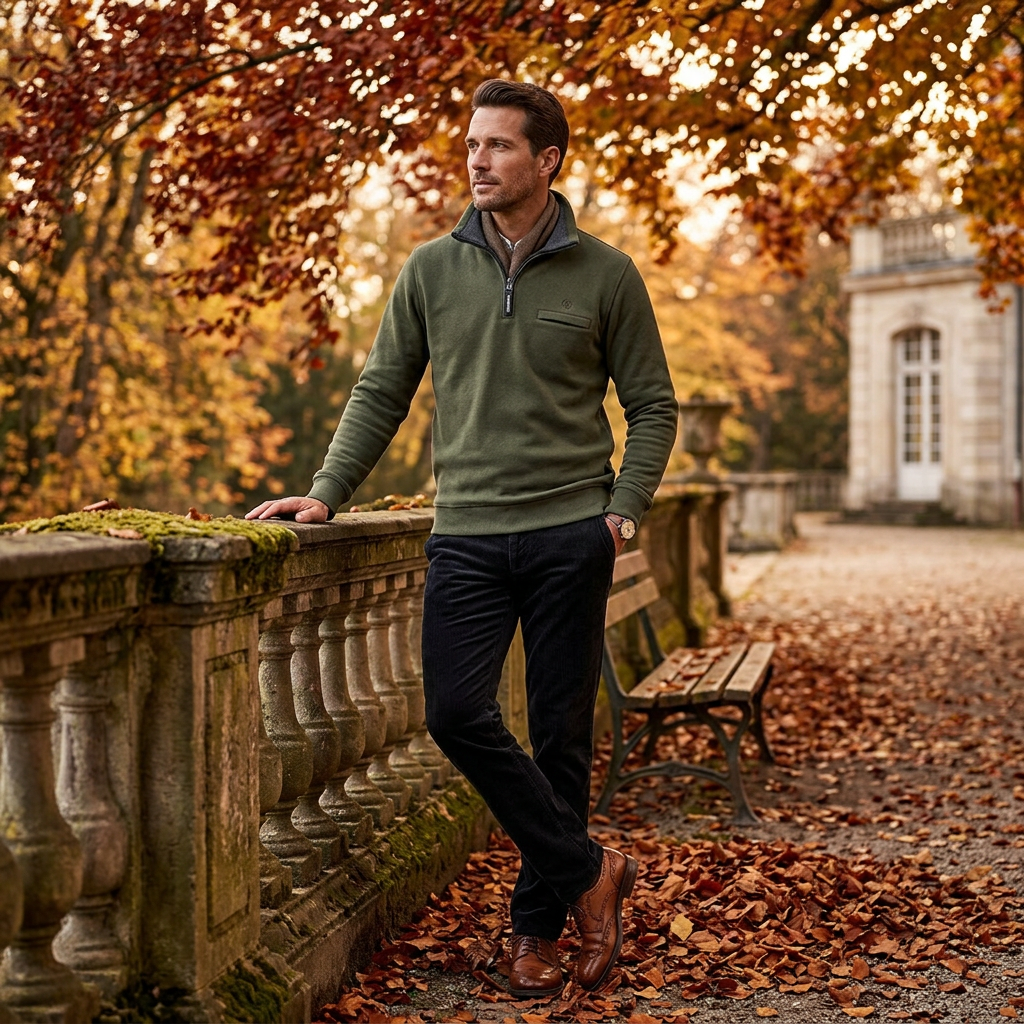 MONTE CARLO pánsky zelený troyer so zipsom, regular fit