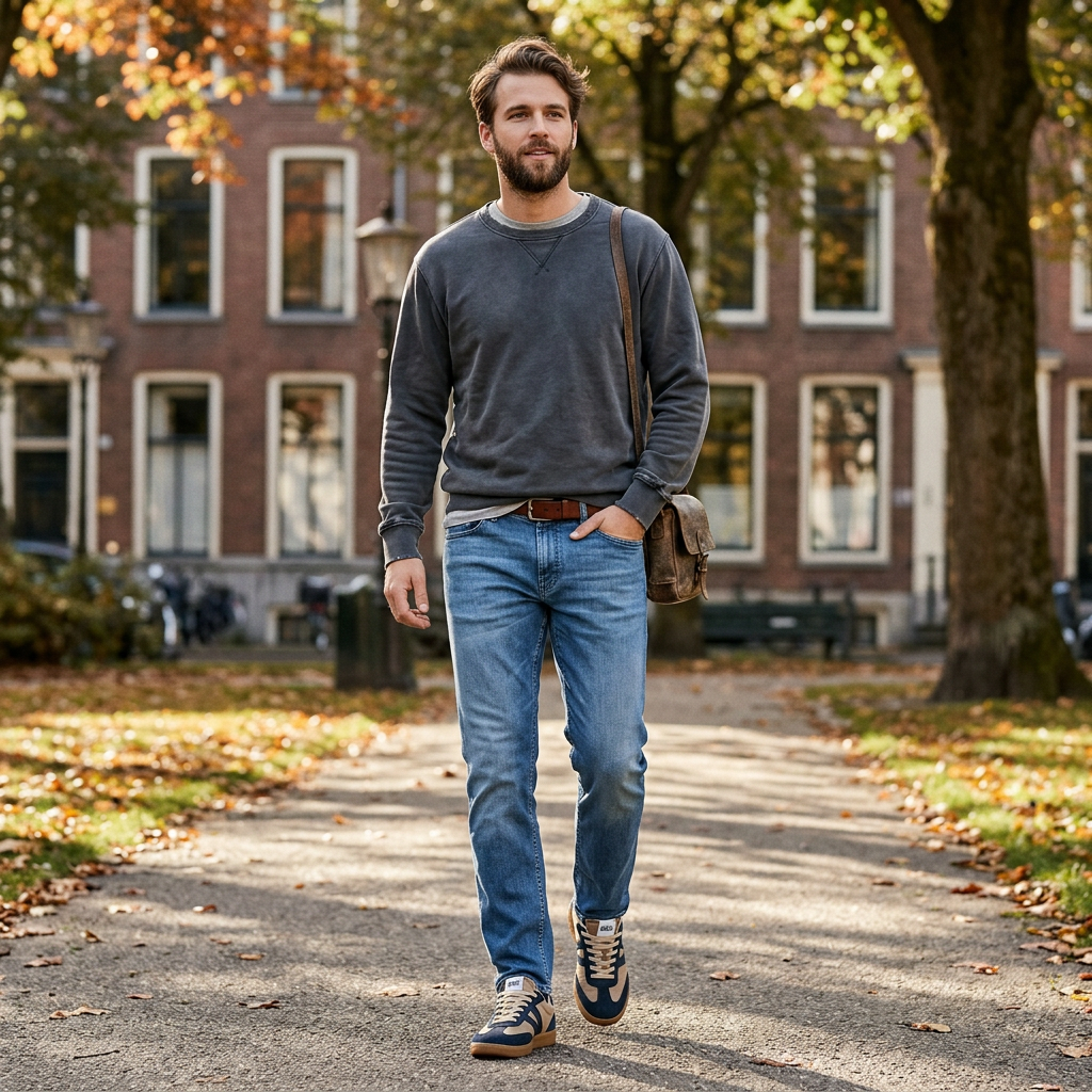 Pánske tmavomodré elastické džínsy s tencelom ALBERTO regular slim fit