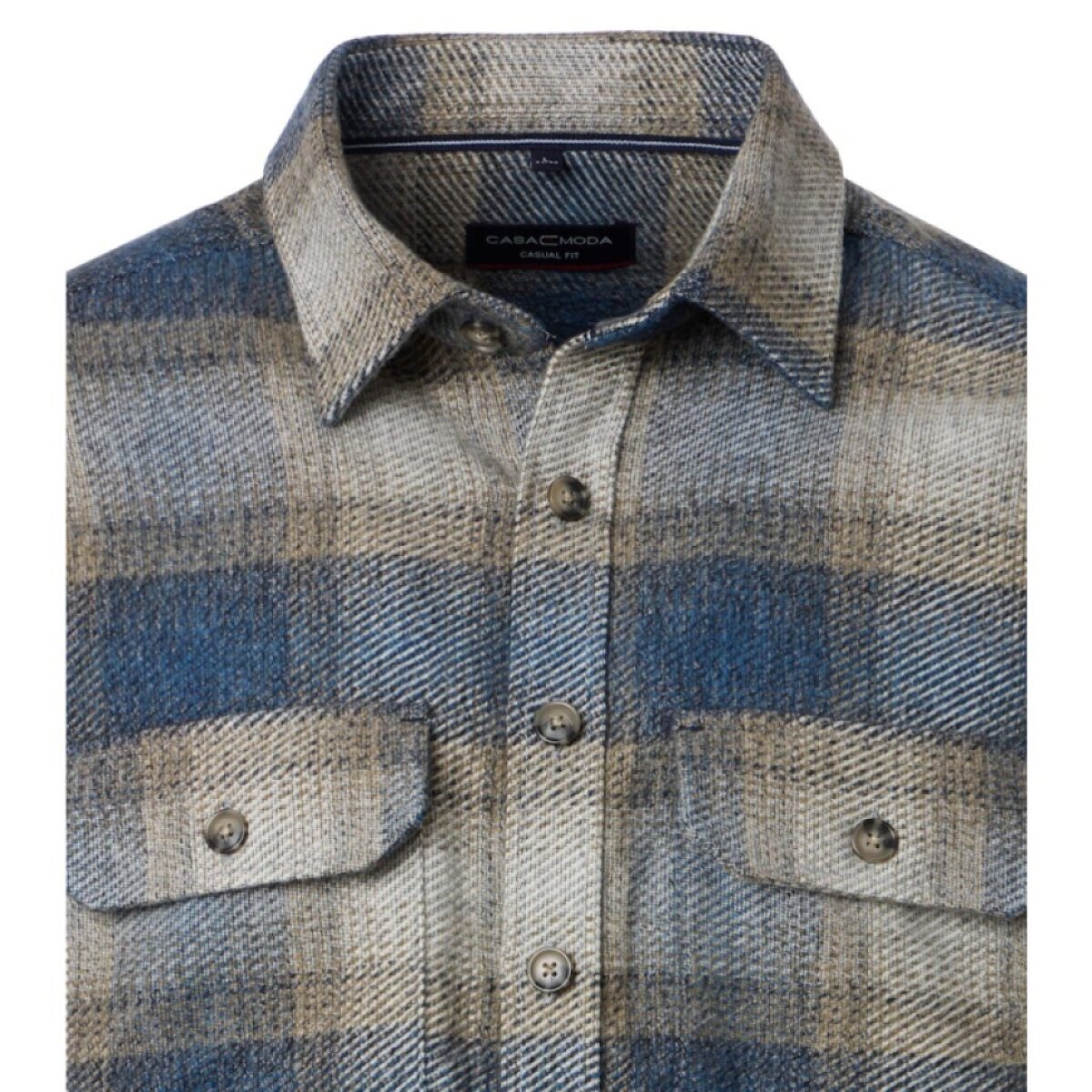 Pánska modrá károvaná overshirt košeľa CASA MODA casual fit