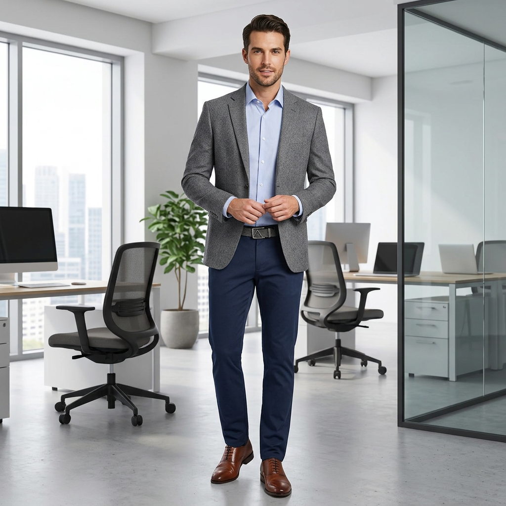 Pánske tmavomodré ultraľahké chino nohavice ALBERTO regular fit