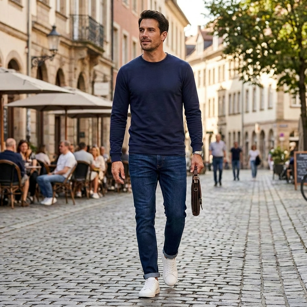 Pánske tmavomodré soft-knit tričko RAGMAN