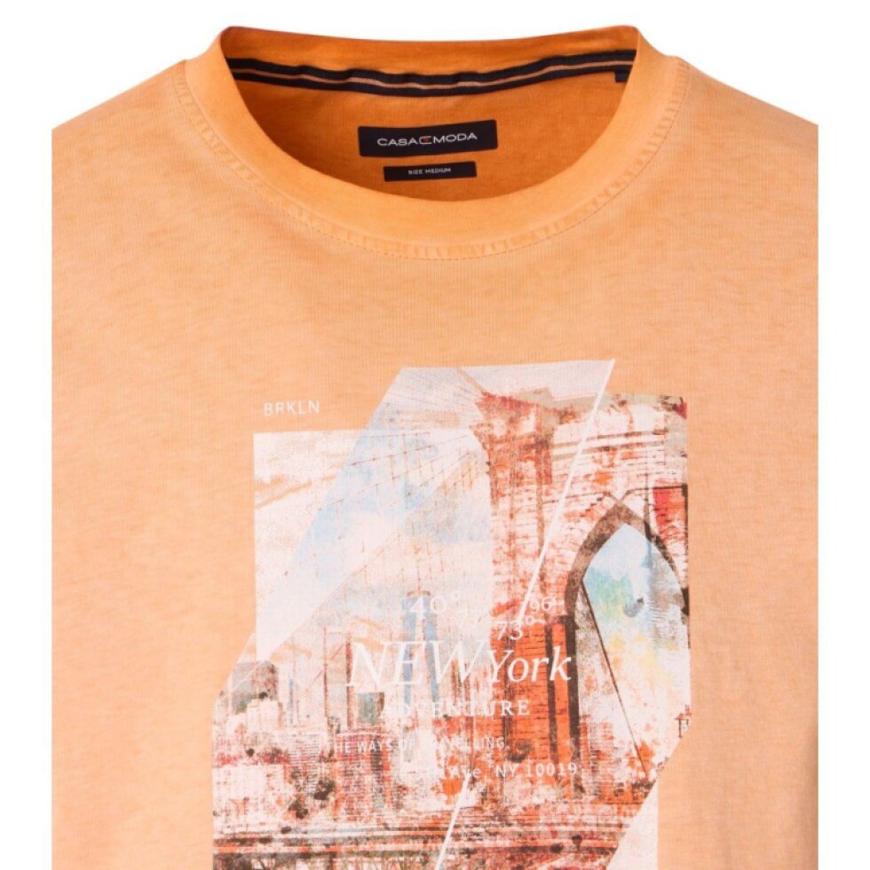Pánske oranžové print tričko CASA MODA