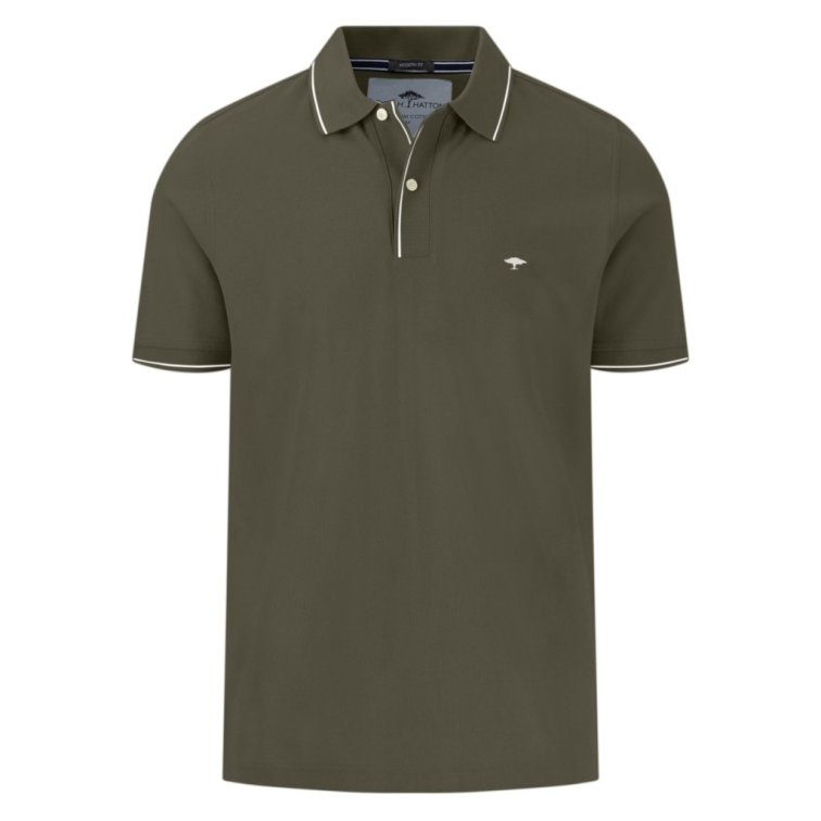 Pánska kaki premium cotton polokošeľa s detailom na límci FYNCH-HATTON