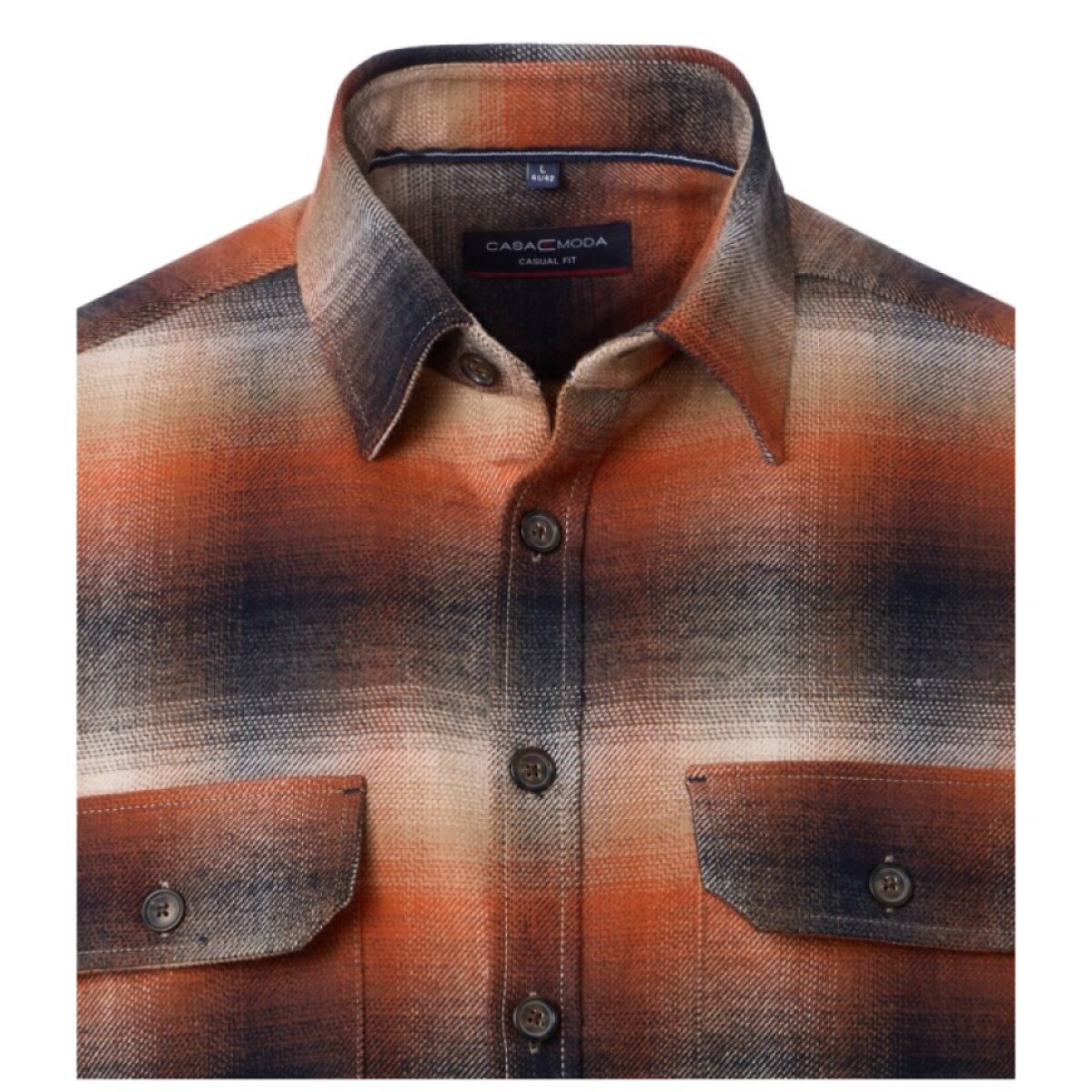 Pánska oranžová károvaná flanelová košeľa CASA MODA