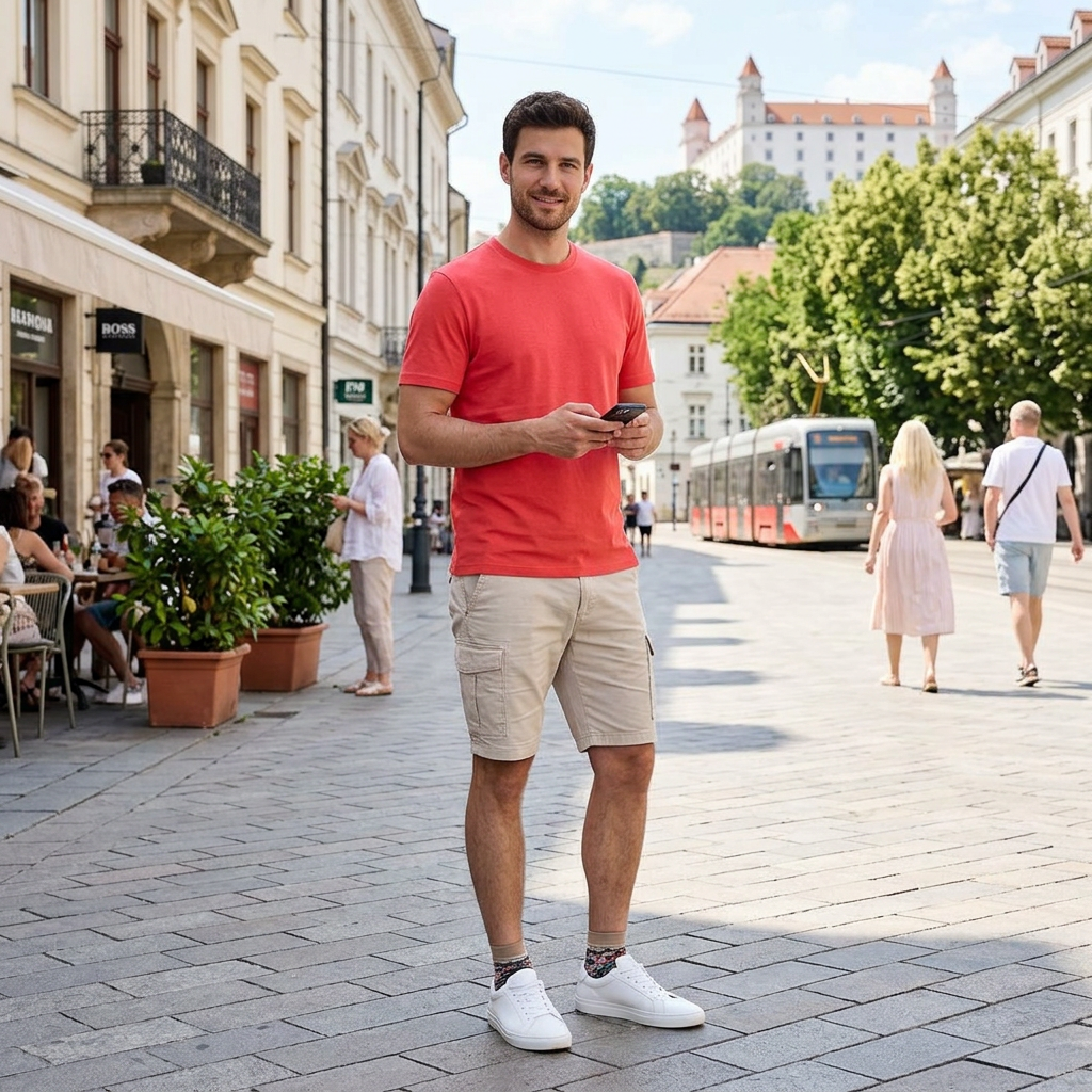 Pánske koralové Hi-FLEX Jersey tričko BRAX