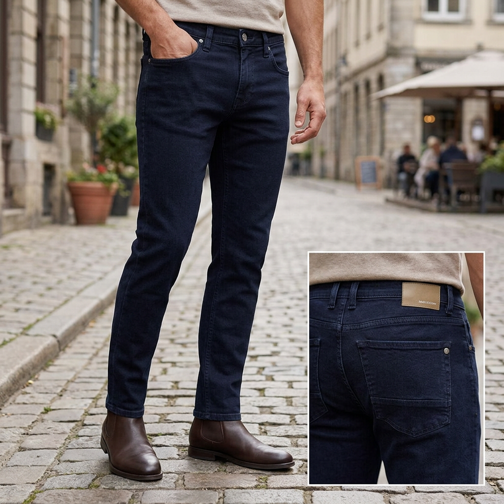 Pánske elastické tmavomodré džínsy FYNCH-HATTON modern fit