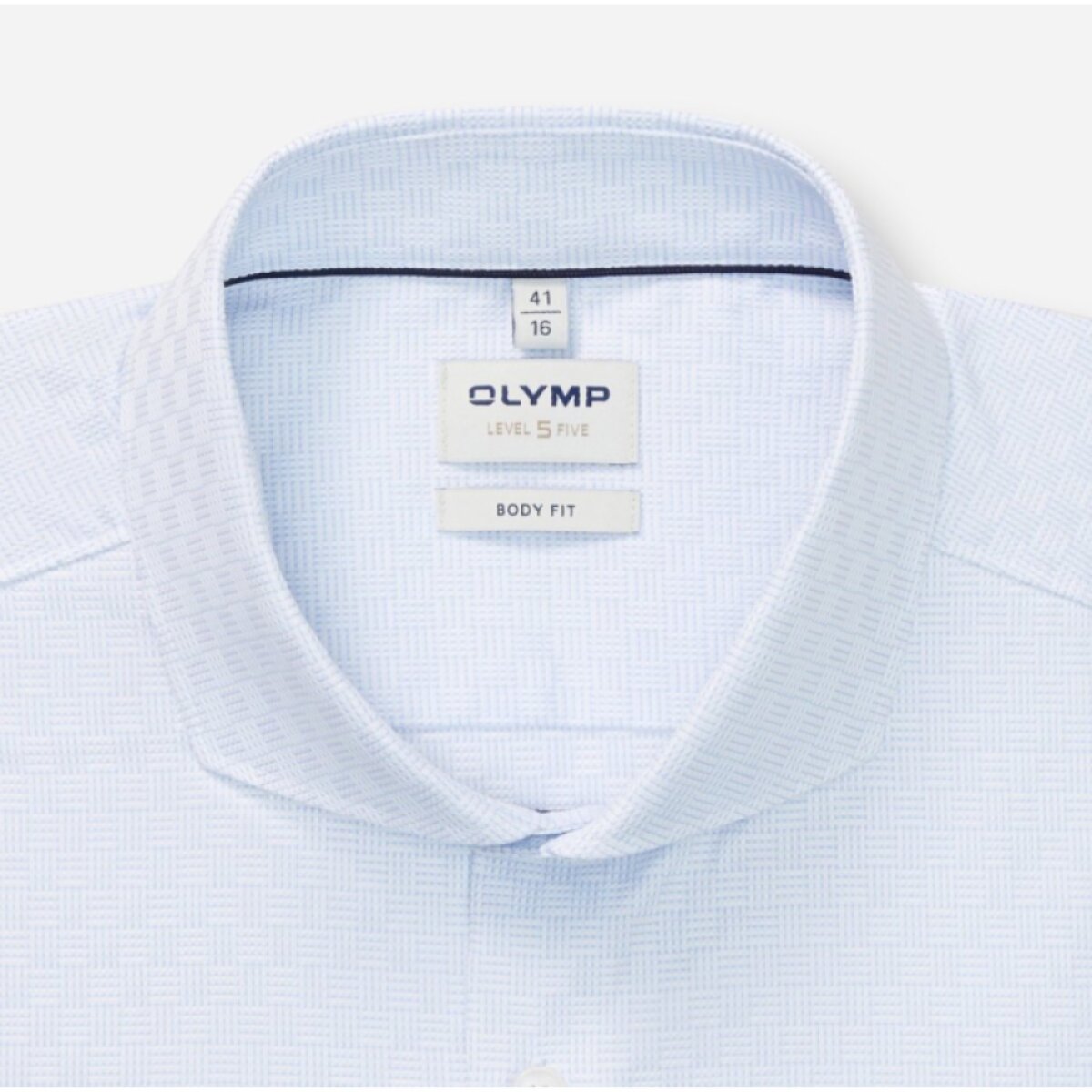 Pánska belasá košeľa s káro štruktúrou OLYMP body fit