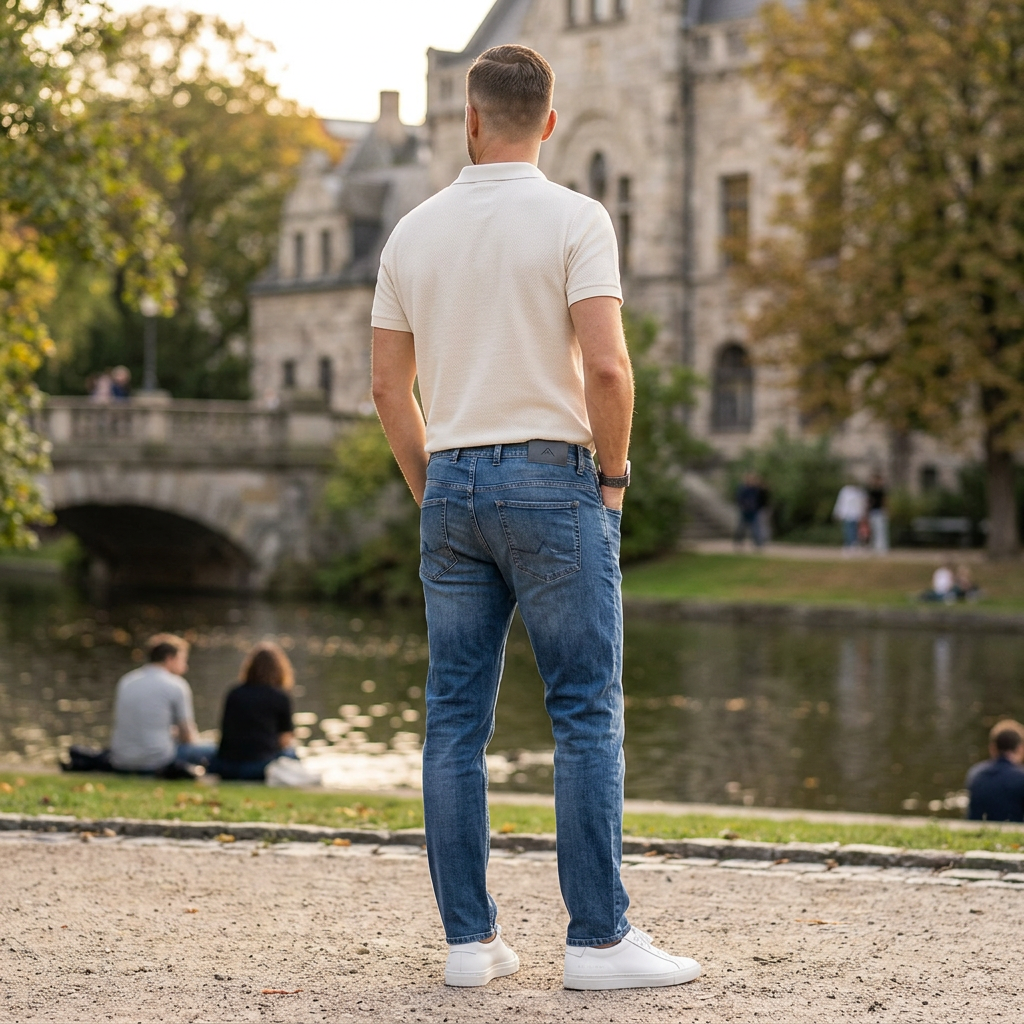 Pánske tmavomodré elastické džínsy s tencelom ALBERTO regular slim fit