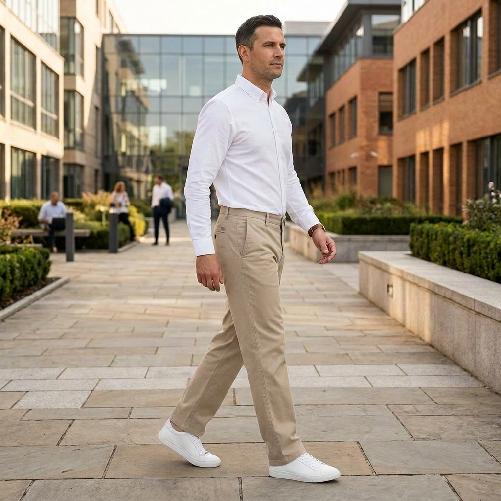 Pánske kaki chino nohavice s prémiovým zložením FYNCH-HATTON