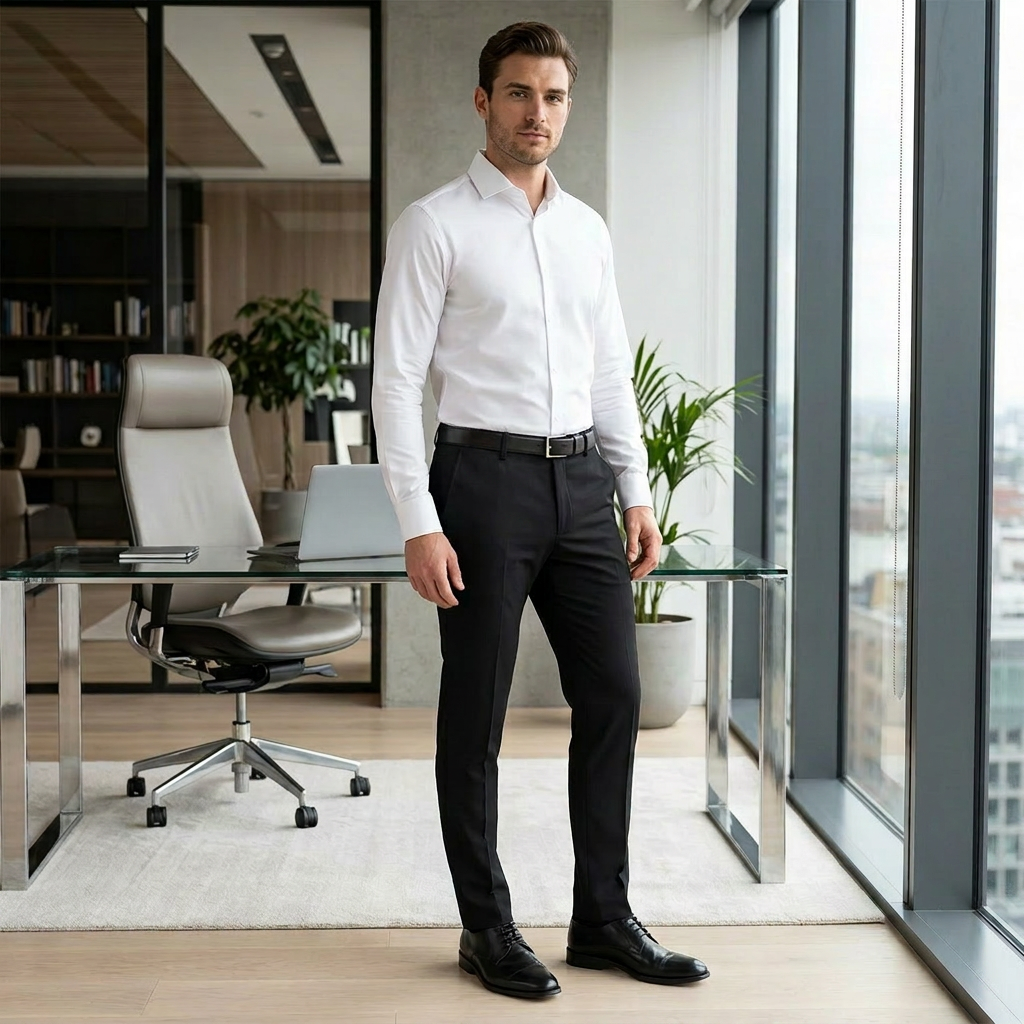 Pánske čierne funkčné Performance chino nohavice ALBERTO slim fit