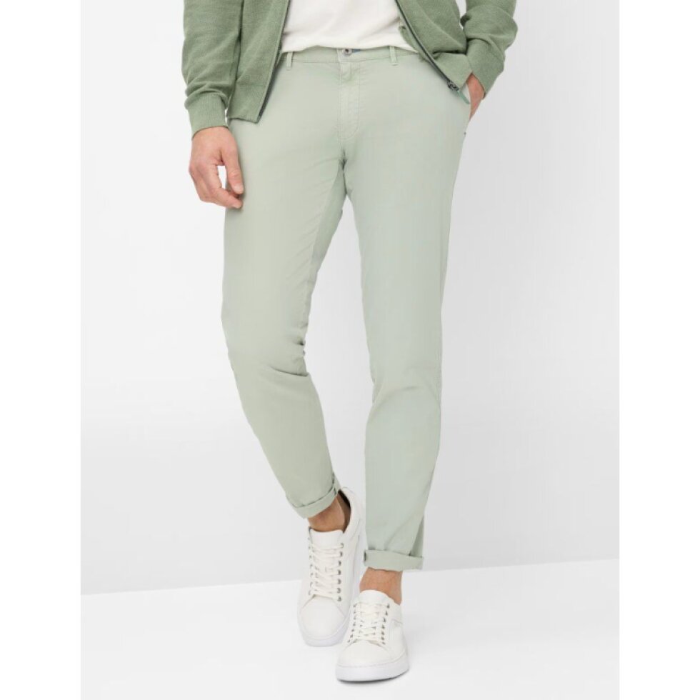 Pánske zelenkavé Triplestone flex chino nohavice BRAX slim fit