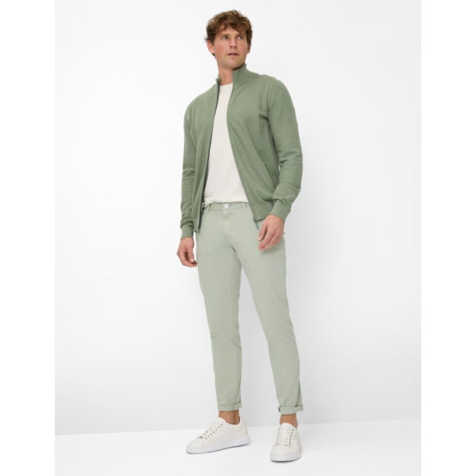 Pánske zelenkavé Triplestone flex chino nohavice BRAX slim fit