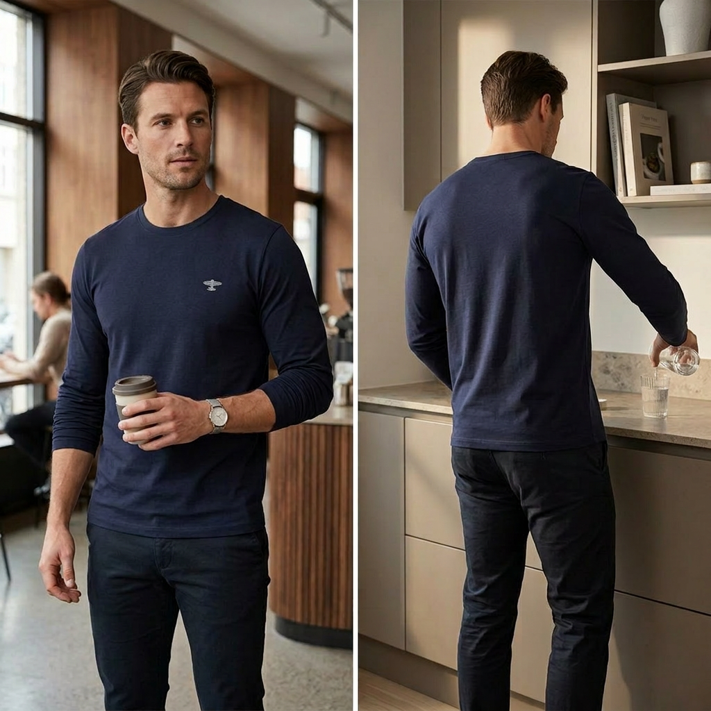 Pánske modré tričko premium cotton FYNCH-HATTON