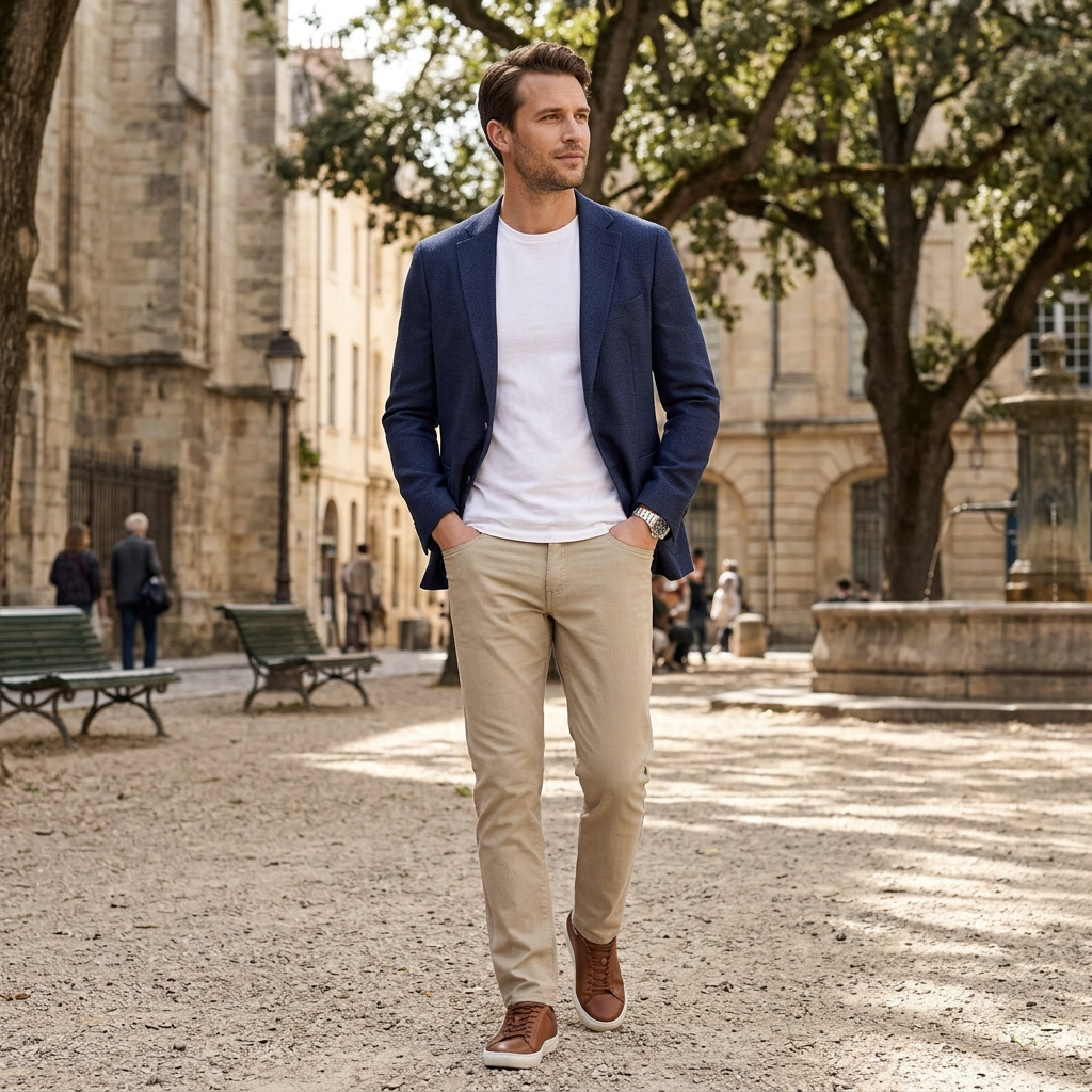 Pánske béžové bavlnené comfort-stretch nohavice HATTRIC modern fit