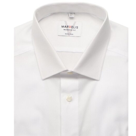 Pánska biela bavlnená NON-IRON košeľa MARVELIS modern fit