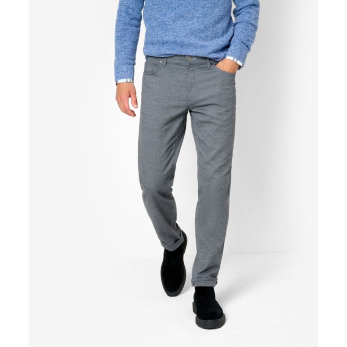 Pánske sivé nohavice wool look BRAX regular fit