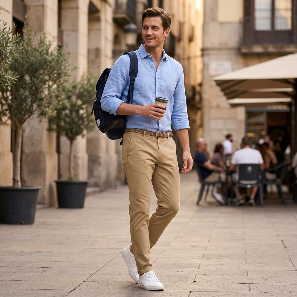 Pánske béžové Light chino nohavice ALBERTO regular fit