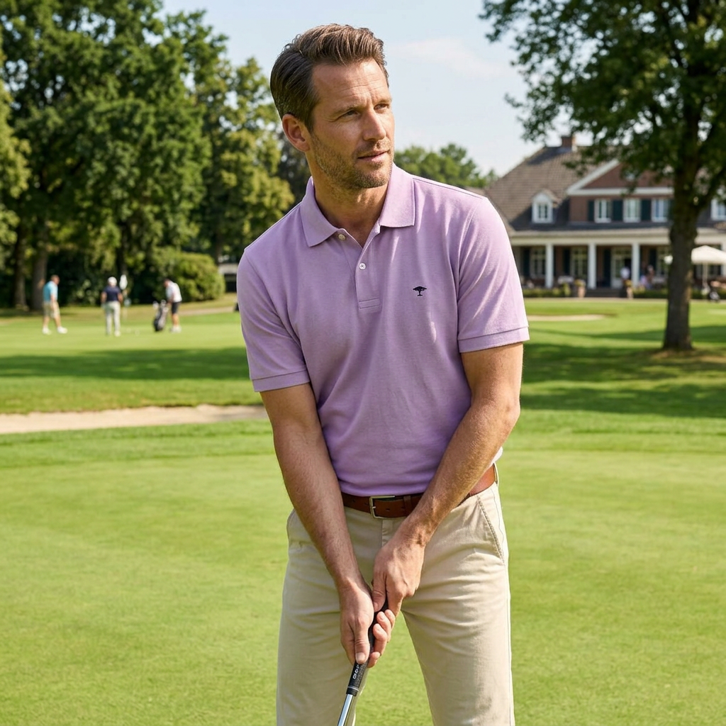 Pánska fialková premium cotton polokošeľa FYNCH-HATTON